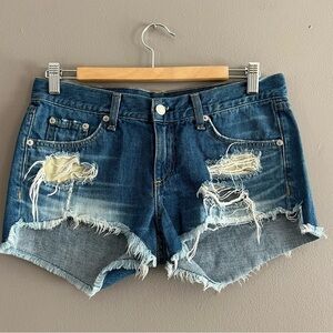 Rag & Bone Women's Shorts Distressed Raw Hem Johny Cutoff Denim Shorts Sz 26